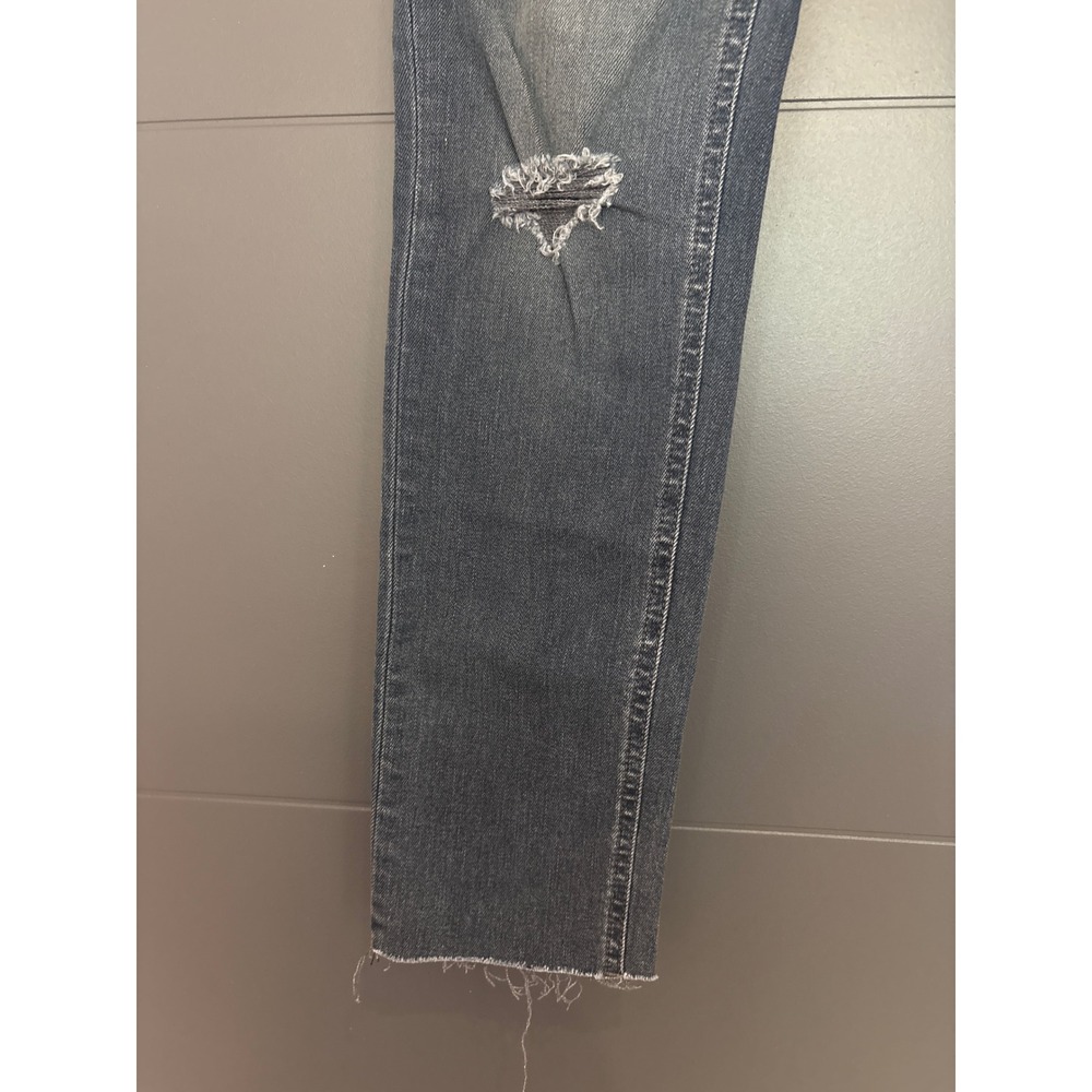 Rag Bone High Rise Ankle Skinny Jeans Dark‎ Wash Distressed Knee Raw Hem Size 28 - Picture 3 of 7